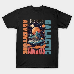 The "Retro Galactic Adventure Awaits" , Design T-Shirt